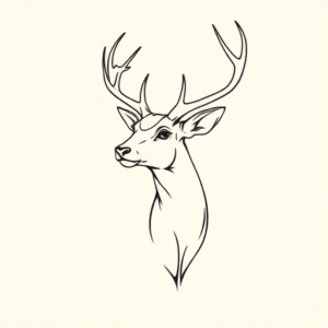 Single Line Deer Tattoo