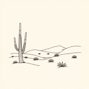 Single Line Desert Tattoo
