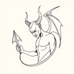 Single Line Devil Tattoo