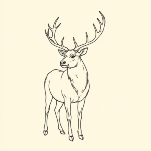 Single Line Elk Tattoo