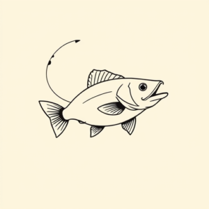 Single Line Fishing Tattoo