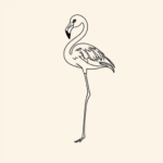 Single Line Flamingo Tattoo