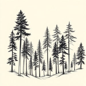 Single Line Forest Tattoo