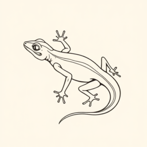 Single Line Gecko Tattoo