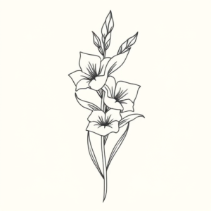 Single Line Gladiolus Tattoo