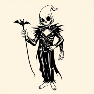 Single Line Halloween Tattoo