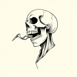 Single Line Horror Tattoo