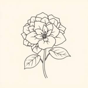 Single Line Hydrangea Tattoo