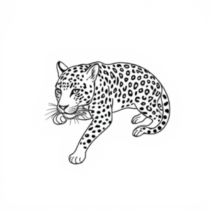 Single Line Leopard Tattoo