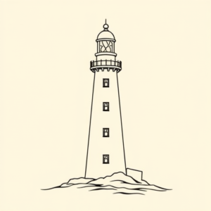 Single Line Lighthouse Tattoo