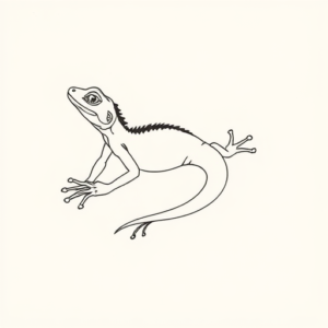 Single Line Lizard Tattoo