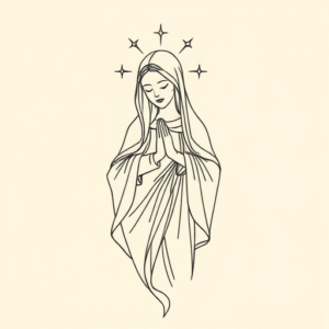 Single Line Mary Tattoo