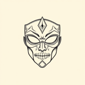 Single Line Mask Tattoo