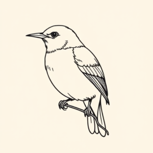 Single Line Mockingbird Tattoo