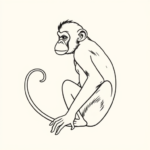 Single Line Monkey Tattoo