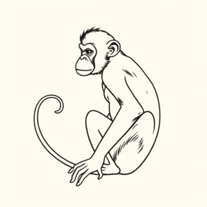 Single Line Monkey Tattoo