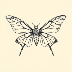 Single Line Mothman Tattoo