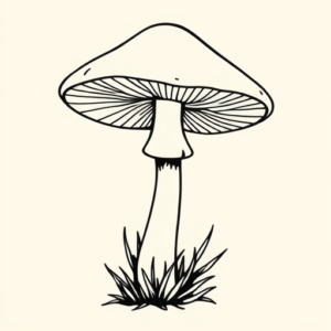 Single Line Mushroom Tattoo
