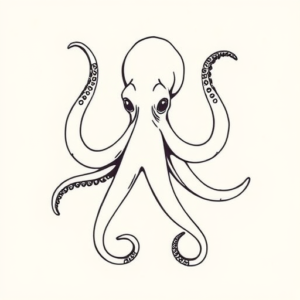 Single Line Octopus Tattoo
