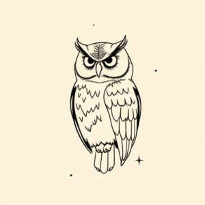 Single Line Owl Tattoo