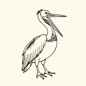Single Line Pelican Tattoo