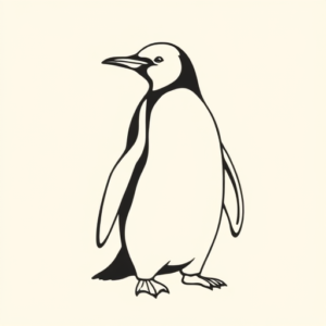 Single Line Penguin Tattoo