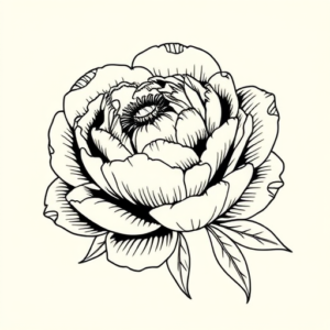 Single Line Peony Tattoo