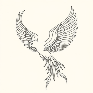 Single Line Phoenix Tattoo