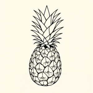 Single Line Pineapple Tattoo