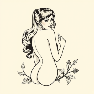 Single Line Pinup Tattoo