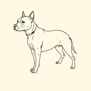 Single Line Pitbull Tattoo