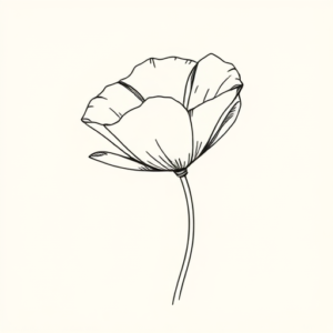 Single Line Poppy Tattoo