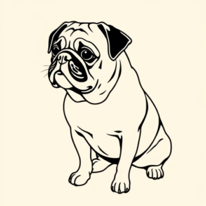 Single Line Pug Tattoo