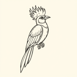 Single Line Quetzal Tattoo