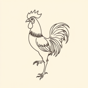 Single Line Rooster Tattoo