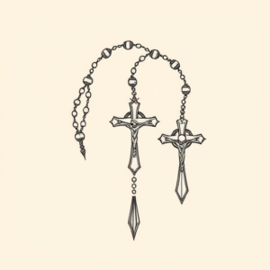 Single Line Rosary Tattoo