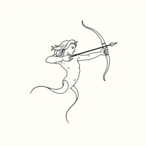 Single Line Sagittarius Tattoo