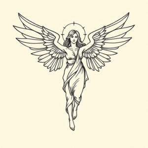 Single Line Seraphim Tattoo