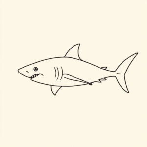 Single Line Shark Tattoo