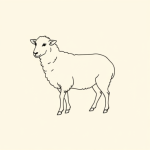Single Line Sheep Tattoo