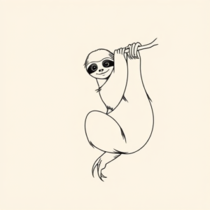 Single Line Sloth Tattoo