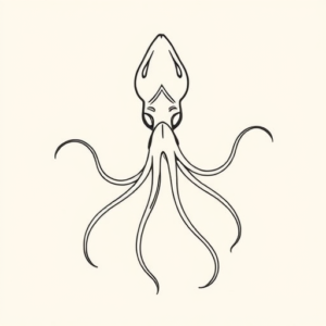 Single Line Squid Tattoo