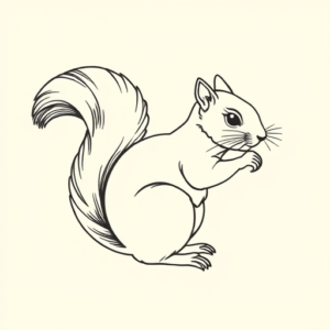 Single Line Squirrel Tattoo