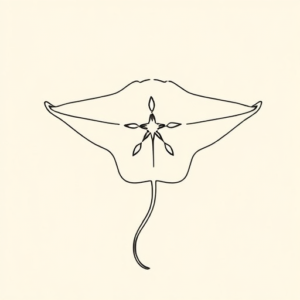 Single Line Stingray Tattoo