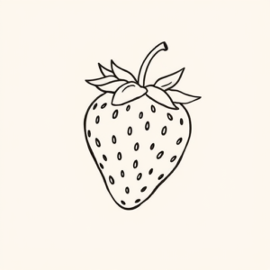 Single Line Strawberry Tattoo