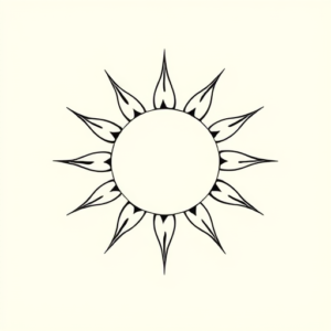 Single Line Sun Tattoo