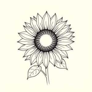 Single Line Sunflower Tattoo