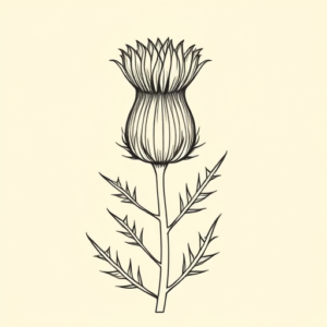 Single Line Thistle Tattoo
