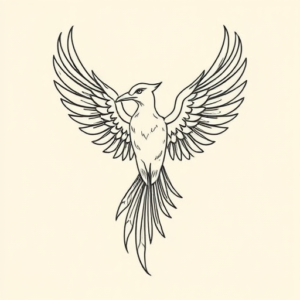 Single Line Thunderbird Tattoo