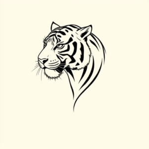 Single Line Tiger Tattoo